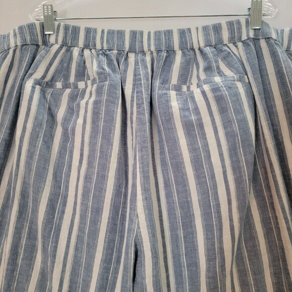 Catherines Womens Casual Pants Elastic Waist Plus Size 3X Blue White Linen Blend - Picture 10 of 12